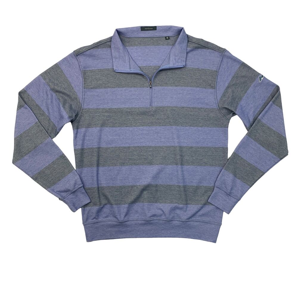 Turtleson Sweater Mens M Medium Blue‎ Striped Quarter Zip Stretch Light Pullover